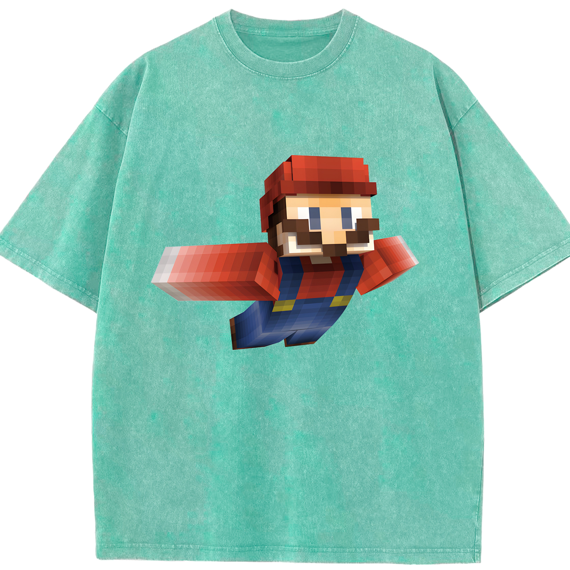（画像用） マインクラフト ブロックの世界 Minecraft MC Block world 綿100% ヴィンテージ風 半袖Tシャツ（フロントプリント）